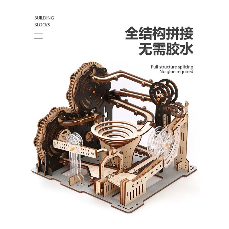 3D Stereo Puzzle Wooden Mechanical Track Ball Puzzle Puzzle Wooden Simulation Stereo Model Ornaments - Image 1